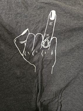 Engaged Graphic Middle Finger Hand Tee in Charcoal with White Print